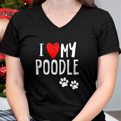 Dog Love Shirt, Dog Lover Gift T-Shirt/Hoodie/Sweatshirt HLT00 - I Love My Poodle Heart Paw Dog Owner T Shirt T-Shirt