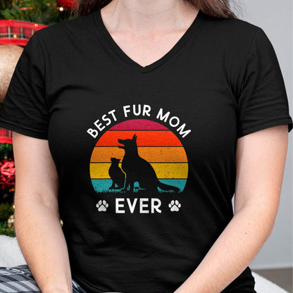 Dog Love Shirt, Dog Lover Gift T-Shirt/Hoodie/Sweatshirt HLT00 - Funny Best Fur MOM Ever Vintage Retro Dog and Cat Owner Love T-Shirt (2)