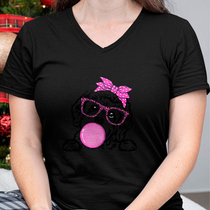 Dog Love Shirt, Dog Lover Gift T-Shirt/Hoodie/Sweatshirt HLT00 - Cavapoo dog mom with bubble gum bandana glasses T-Shirt