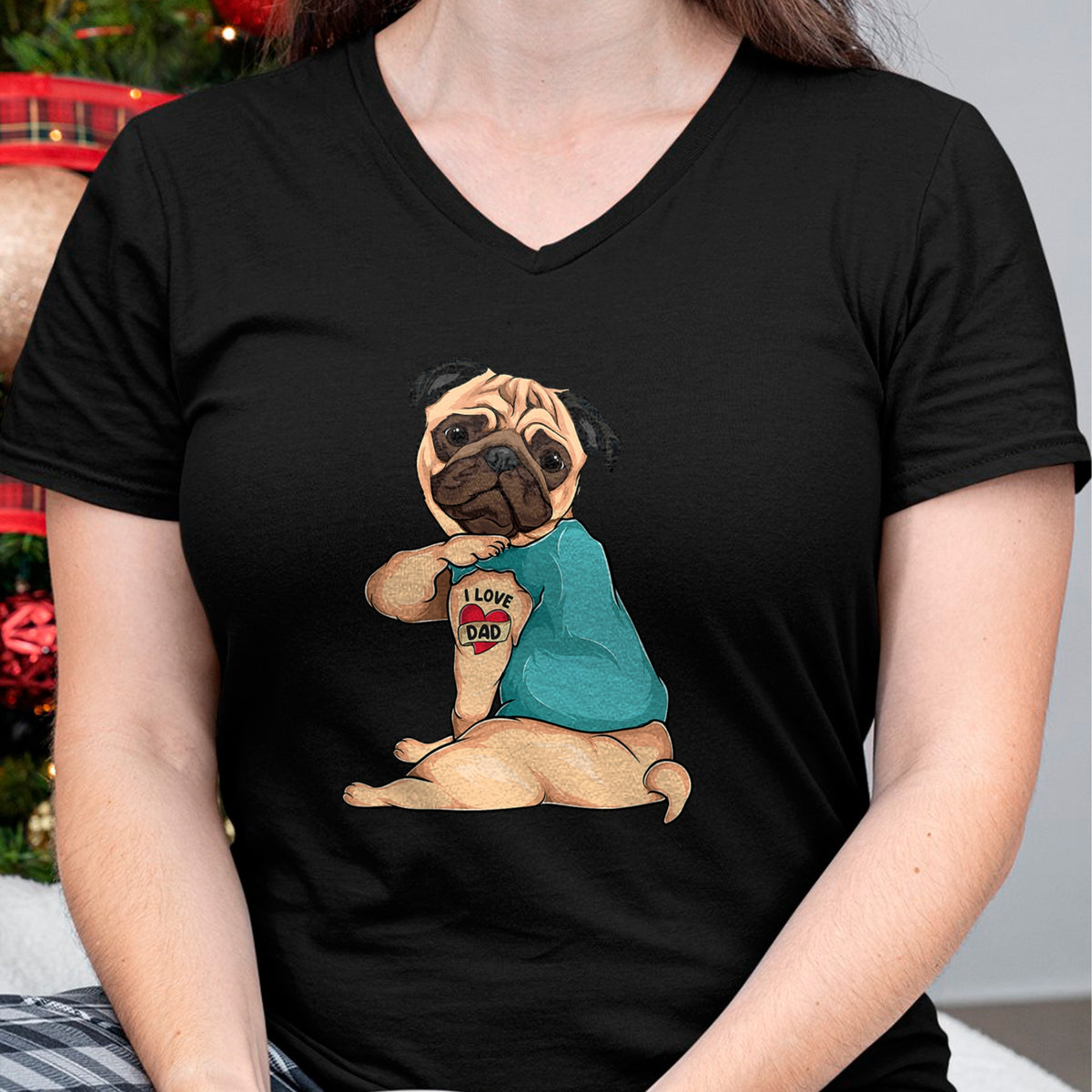 Dog Love Shirt, Dog Lover Gift T-Shirt/Hoodie/Sweatshirt HLT00 - Father_s Day gift funny dog Pug i love Dad tattoo T-Shirt