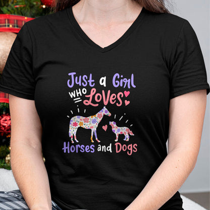 Dog Love Shirt, Dog Lover Gift T-Shirt/Hoodie/Sweatshirt HLT00 - Horse Dog Just A Girl Who Loves Horses And Dogs Gift T-Shirt