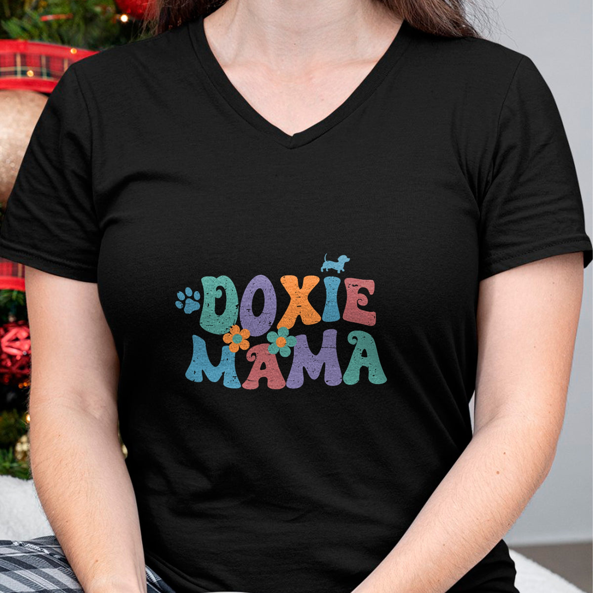 Dog Love Shirt, Dog Lover Gift T-Shirt/Hoodie/Sweatshirt HLT00 - Groovy Doxie Mama Colorful Dog Gift Dachshund Lover Dogs Mom T-Shirt