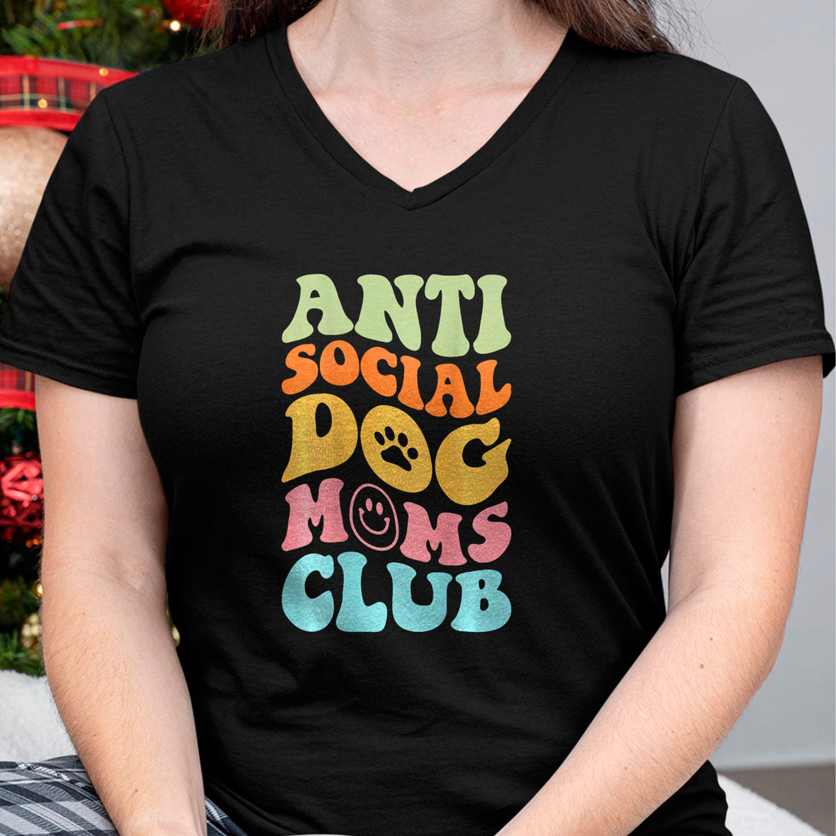 Dog Love Shirt, Dog Lover Gift T-Shirt/Hoodie/Sweatshirt HLT00 - ANTI SOCIAL DOG MOMS CLUB (on back) T-Shirt