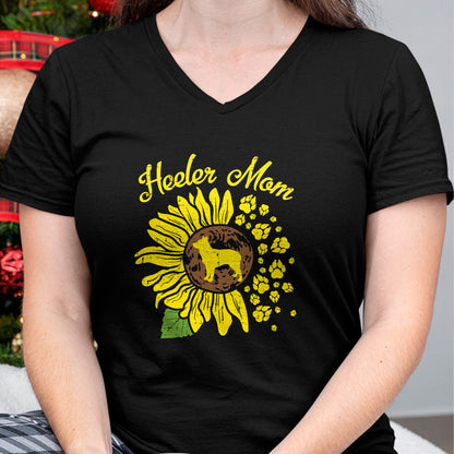 Dog Love Shirt, Dog Lover Gift T-Shirt/Hoodie/Sweatshirt HLT00 - Heeler Mom Sunflower Paw Blue Red Australian Cattle Dog Gift T-Shirt