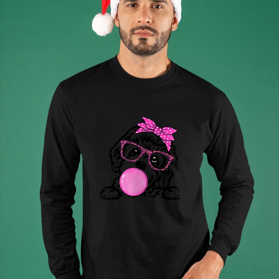 Dog Love Shirt, Dog Lover Gift T-Shirt/Hoodie/Sweatshirt HLT00 - Cavapoo dog mom with bubble gum bandana glasses T-Shirt