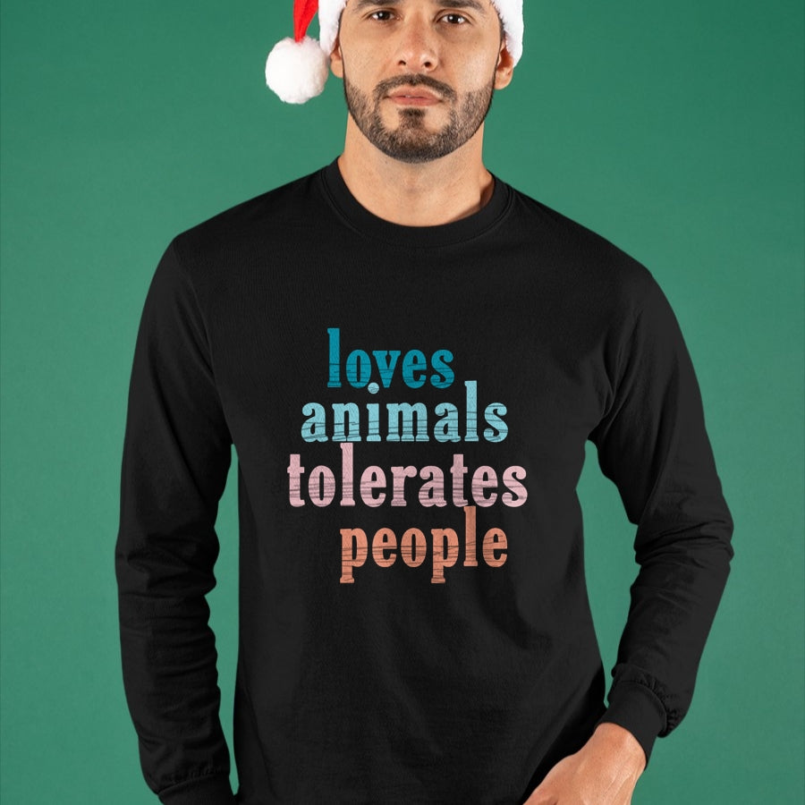 Dog Love Shirt, Dog Lover Gift T-Shirt/Hoodie/Sweatshirt HLT00 - Loves Animals Tolerates People Funny Animal Lover Dog Mom T-Shirt