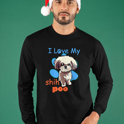 Dog Love Shirt, Dog Lover Gift T-Shirt/Hoodie/Sweatshirt HLT00 - I Love My Shih Poo Shirt Best Dog Lover Paw Print Christmas T-Shirt