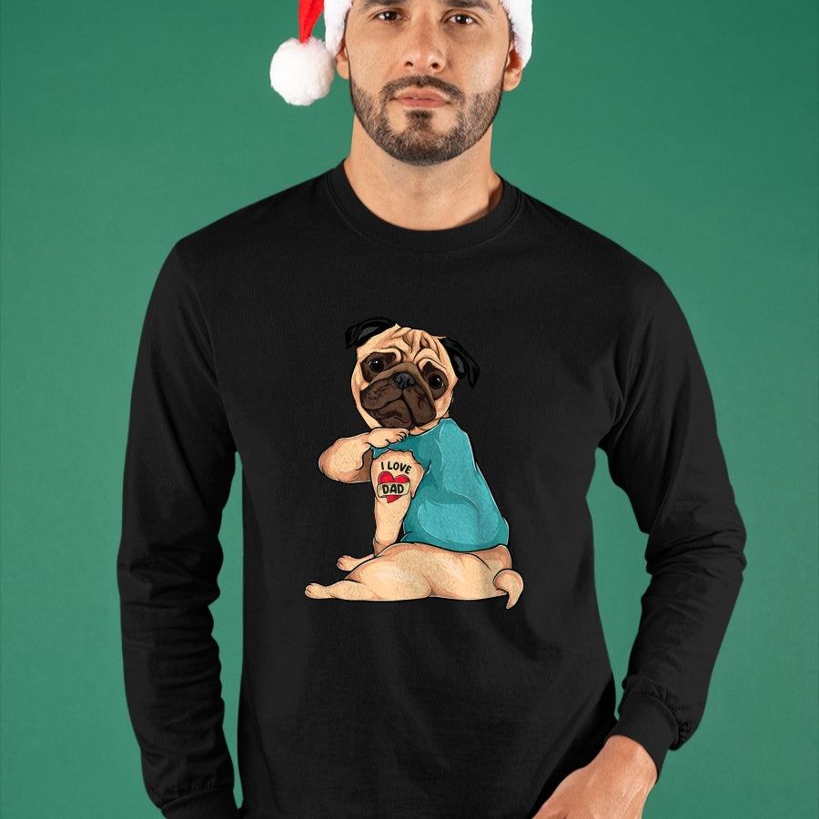 Dog Love Shirt, Dog Lover Gift T-Shirt/Hoodie/Sweatshirt HLT00 - Father_s Day gift funny dog Pug i love Dad tattoo T-Shirt