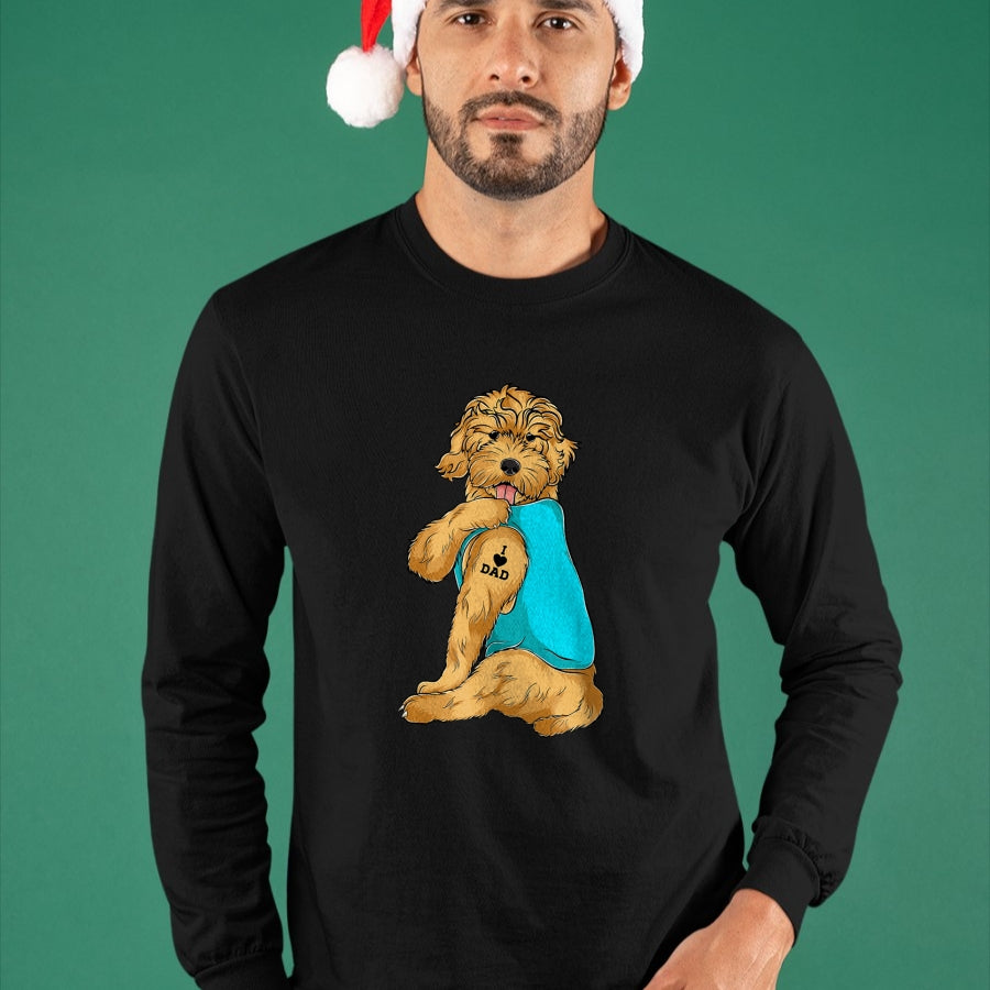 Dog Love Shirt, Dog Lover Gift T-Shirt/Hoodie/Sweatshirt HLT00 - Golden Doodle I Love Dad Tattoo Apparel, Dog Dad Gifts Dads T-Shirt
