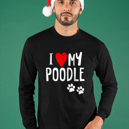 Dog Love Shirt, Dog Lover Gift T-Shirt/Hoodie/Sweatshirt HLT00 - I Love My Poodle Heart Paw Dog Owner T Shirt T-Shirt