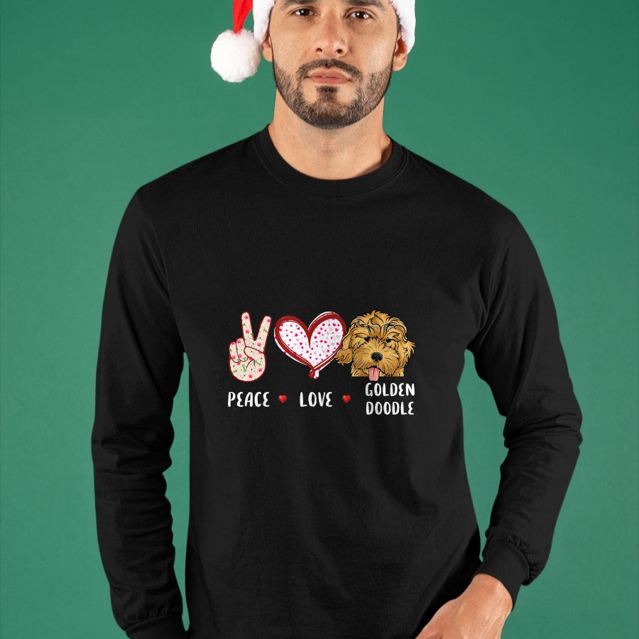 Dog Love Shirt, Dog Lover Gift T-Shirt/Hoodie/Sweatshirt HLT00 - peace love Goldendoodle gift for men women kids doodle dog T-Shirt