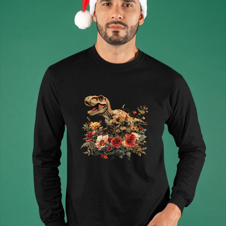Best Dinosaur Lover Shirt, Funny Dinosaur UnisexT-Shirt/Hoodie/Sweatshirt HLT00 - Dinosaur Dino Trex Floral Flower Graphic T-Shirt