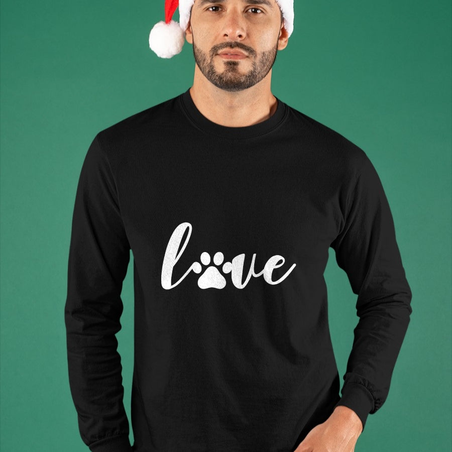Dog Love Shirt, Dog Lover Gift T-Shirt/Hoodie/Sweatshirt HLT00 - Paw Print Love Heart Funny Cool Dog Cat Mom Pet Animal Lover T-Shirt (1)