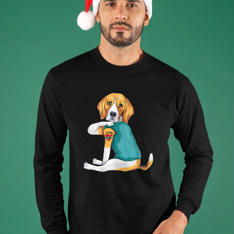 Dog Love Shirt, Dog Lover Gift T-Shirt/Hoodie/Sweatshirt HLT00 - Father_s Day gift funny dog Dad Beagle i love Dad tattoo T-Shirt