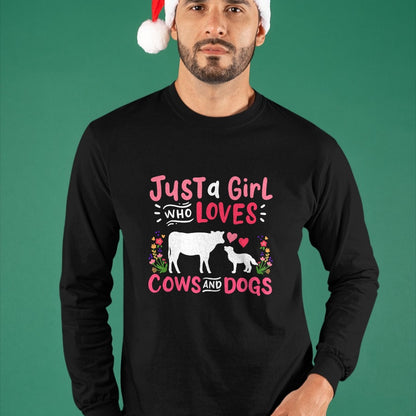 Dog Love Shirt, Dog Lover Gift T-Shirt/Hoodie/Sweatshirt HLT00 - Cow Lover Gift Just a Girl Who Loves Cows and Dogs Farmer T-Shirt