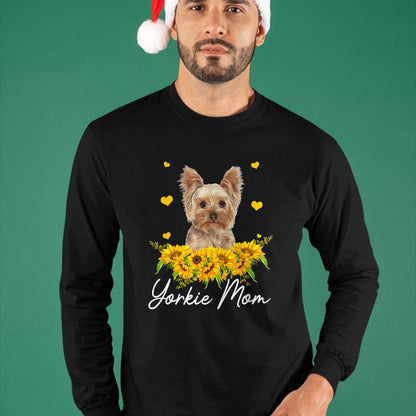 Dog Love Shirt, Dog Lover Gift T-Shirt/Hoodie/Sweatshirt HLT00 - Womens Sunflower Yorkie Mom Dog Lover T-Shirt