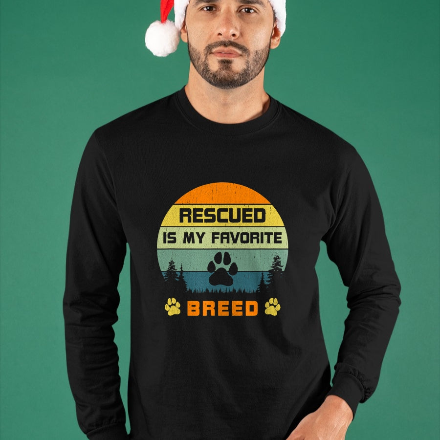 Dog Love Shirt, Dog Lover Gift T-Shirt/Hoodie/Sweatshirt HLT00 - Love Dogs Rescue Rescued Is My Favorite Breed Vintage Paw T-Shirt