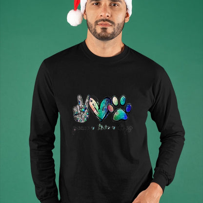 Dog Love Shirt, Dog Lover Gift T-Shirt/Hoodie/Sweatshirt HLT00 - Womens Peace love dogs V-Neck T-Shirt