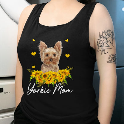 Dog Love Shirt, Dog Lover Gift T-Shirt/Hoodie/Sweatshirt HLT00 - Womens Sunflower Yorkie Mom Dog Lover T-Shirt