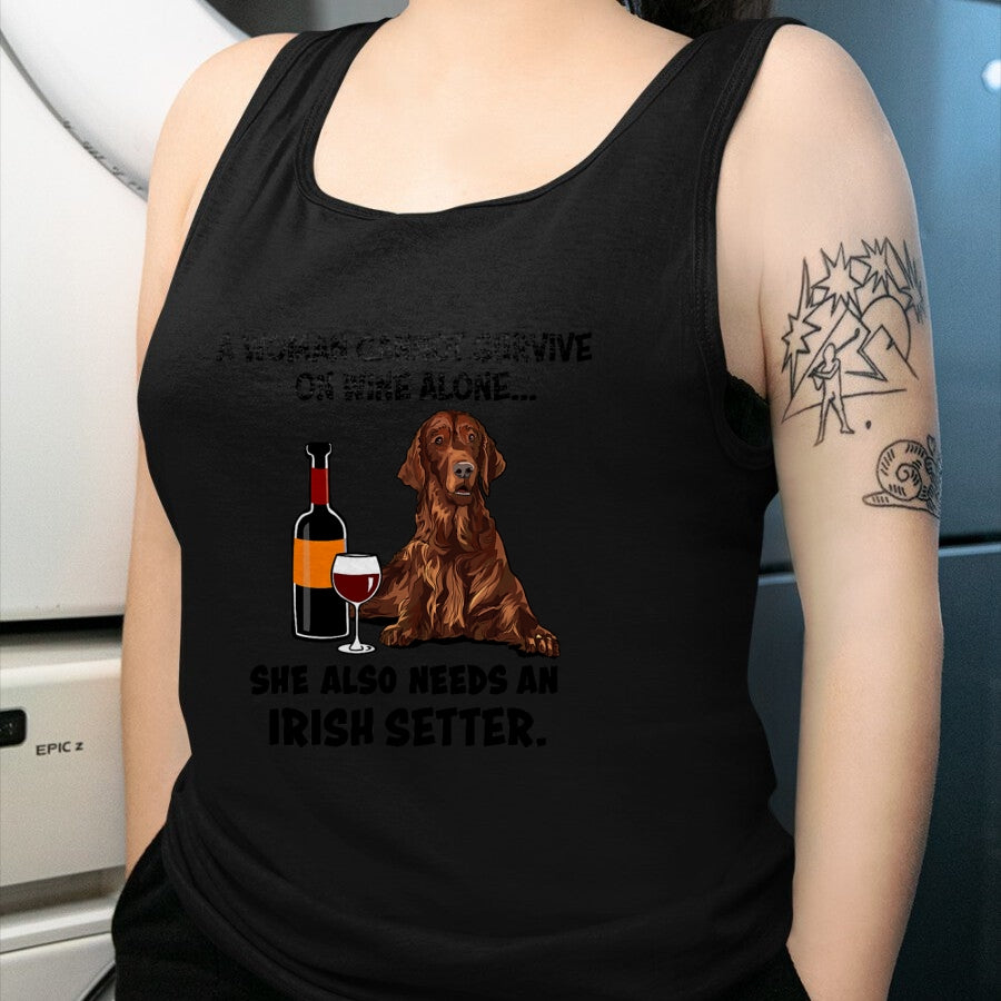 Dog Love Shirt, Dog Lover Gift T-Shirt/Hoodie/Sweatshirt HLT00 - Funny Irish Setter & Wine Lover Dog Mom Surprise T-Shirt