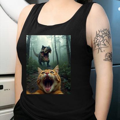 Best Dinosaur Lover Shirt, Funny Dinosaur UnisexT-Shirt/Hoodie/Sweatshirt HLT00 -Cat Selfie with T-Rex Dinosaur T-Shirt, Men, Black, 3X-Large