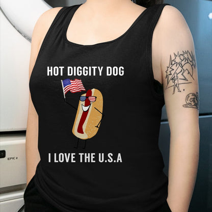 Dog Love Shirt, Dog Lover Gift T-Shirt/Hoodie/Sweatshirt HLT00 - Hot Diggity Dog I Love USA - Funny Fourth of July T-Shirt (1)