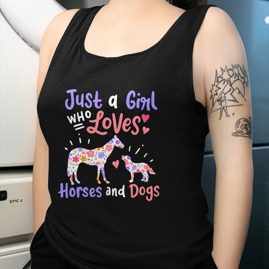 Dog Love Shirt, Dog Lover Gift T-Shirt/Hoodie/Sweatshirt HLT00 - Horse Dog Just A Girl Who Loves Horses And Dogs Gift T-Shirt