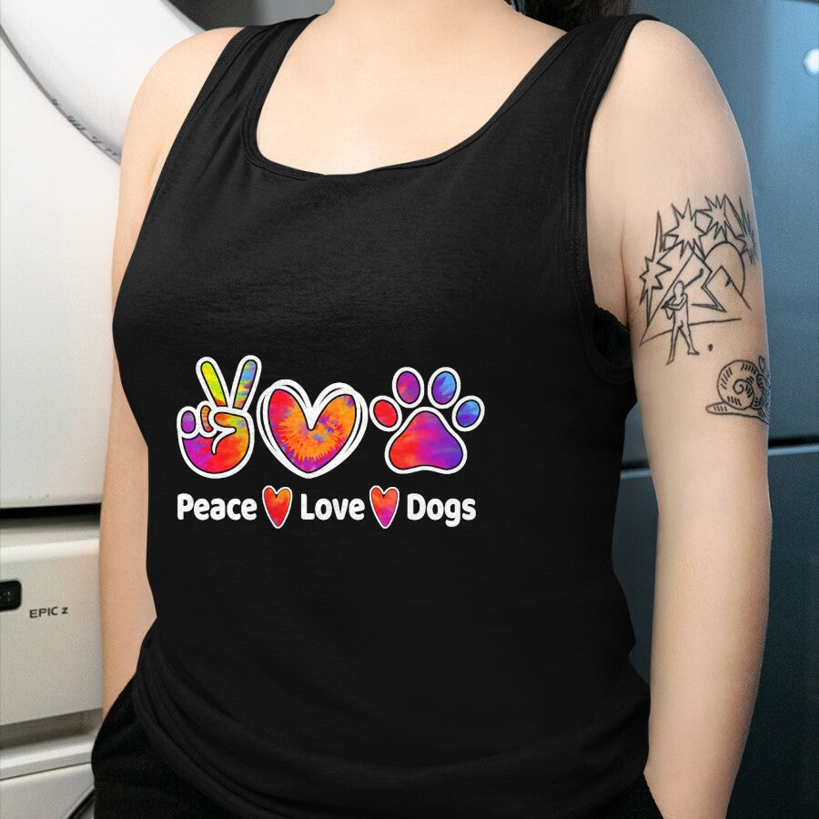 Dog Love Shirt, Dog Lover Gift T-Shirt/Hoodie/Sweatshirt HLT00 - Dog Lover Peace Love Dogs Funny Cute Puppy Paw Tie Dye T-Shirt