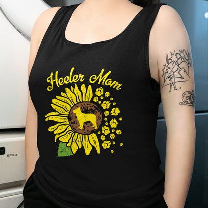Dog Love Shirt, Dog Lover Gift T-Shirt/Hoodie/Sweatshirt HLT00 - Heeler Mom Sunflower Paw Blue Red Australian Cattle Dog Gift T-Shirt
