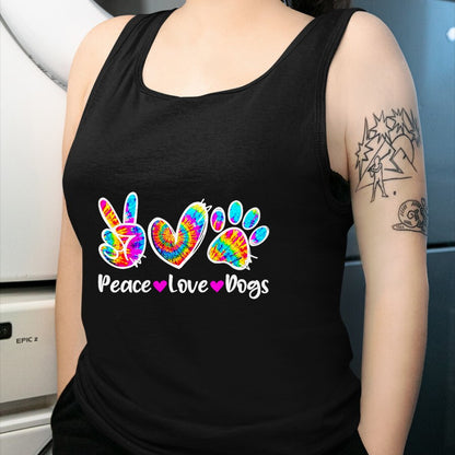 Dog Love Shirt, Dog Lover Gift T-Shirt/Hoodie/Sweatshirt HLT00 - Cute Peace Love Dogs Tie Dye Dog Paw Dog Mom Mothers Day T-Shirt