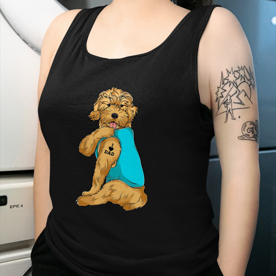 Dog Love Shirt, Dog Lover Gift T-Shirt/Hoodie/Sweatshirt HLT00 - Golden Doodle I Love Dad Tattoo Apparel, Dog Dad Gifts Dads T-Shirt