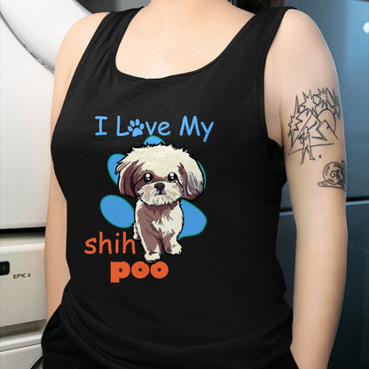 Dog Love Shirt, Dog Lover Gift T-Shirt/Hoodie/Sweatshirt HLT00 - I Love My Shih Poo Shirt Best Dog Lover Paw Print Christmas T-Shirt