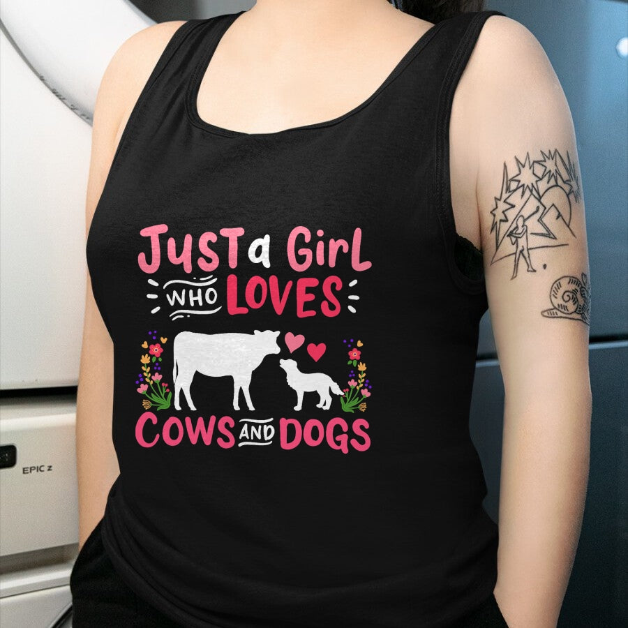 Dog Love Shirt, Dog Lover Gift T-Shirt/Hoodie/Sweatshirt HLT00 - Cow Lover Gift Just a Girl Who Loves Cows and Dogs Farmer T-Shirt