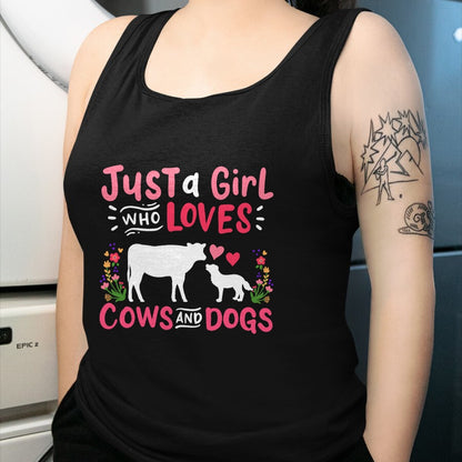 Dog Love Shirt, Dog Lover Gift T-Shirt/Hoodie/Sweatshirt HLT00 - Cow Lover Gift Just a Girl Who Loves Cows and Dogs Farmer T-Shirt