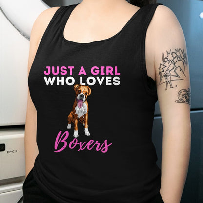 Dog Love Shirt, Dog Lover Gift T-Shirt/Hoodie/Sweatshirt HLT00 - Just A Girl Who Loves Boxers - Cute German Boxer Dog Owner T-Shirt
