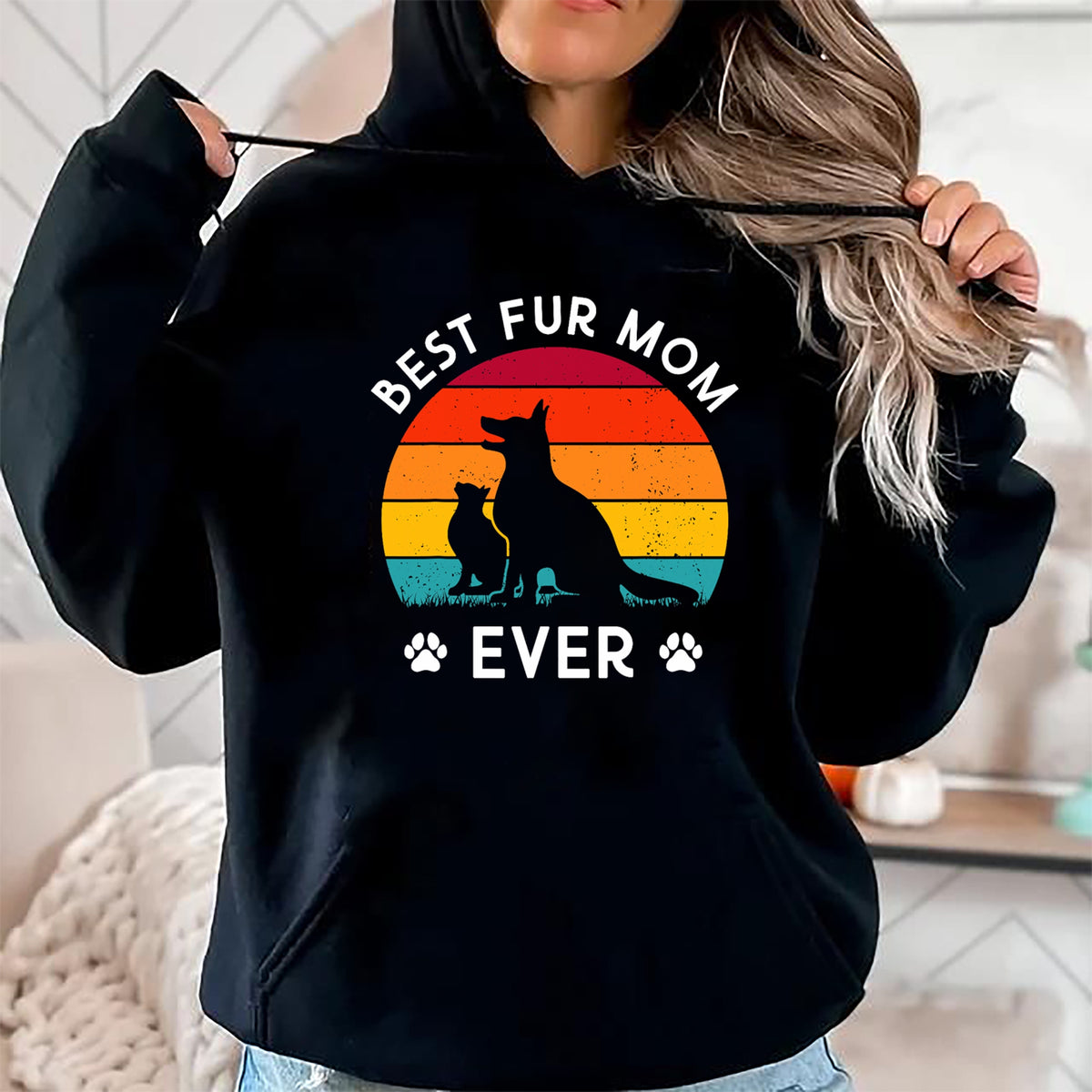Dog Love Shirt, Dog Lover Gift T-Shirt/Hoodie/Sweatshirt HLT00 - Funny Best Fur MOM Ever Vintage Retro Dog and Cat Owner Love T-Shirt (2)
