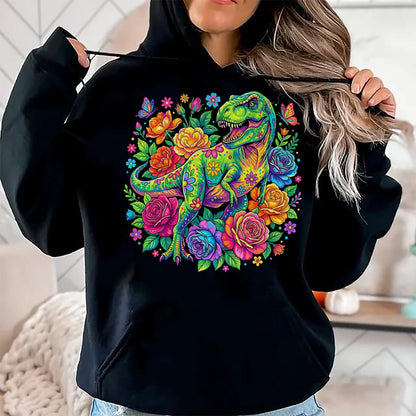 Best Dinosaur Lover Shirt, Funny Dinosaur UnisexT-Shirt/Hoodie/Sweatshirt HLT00 - Colorful Floral T Rex Dinosaur T-Shirt