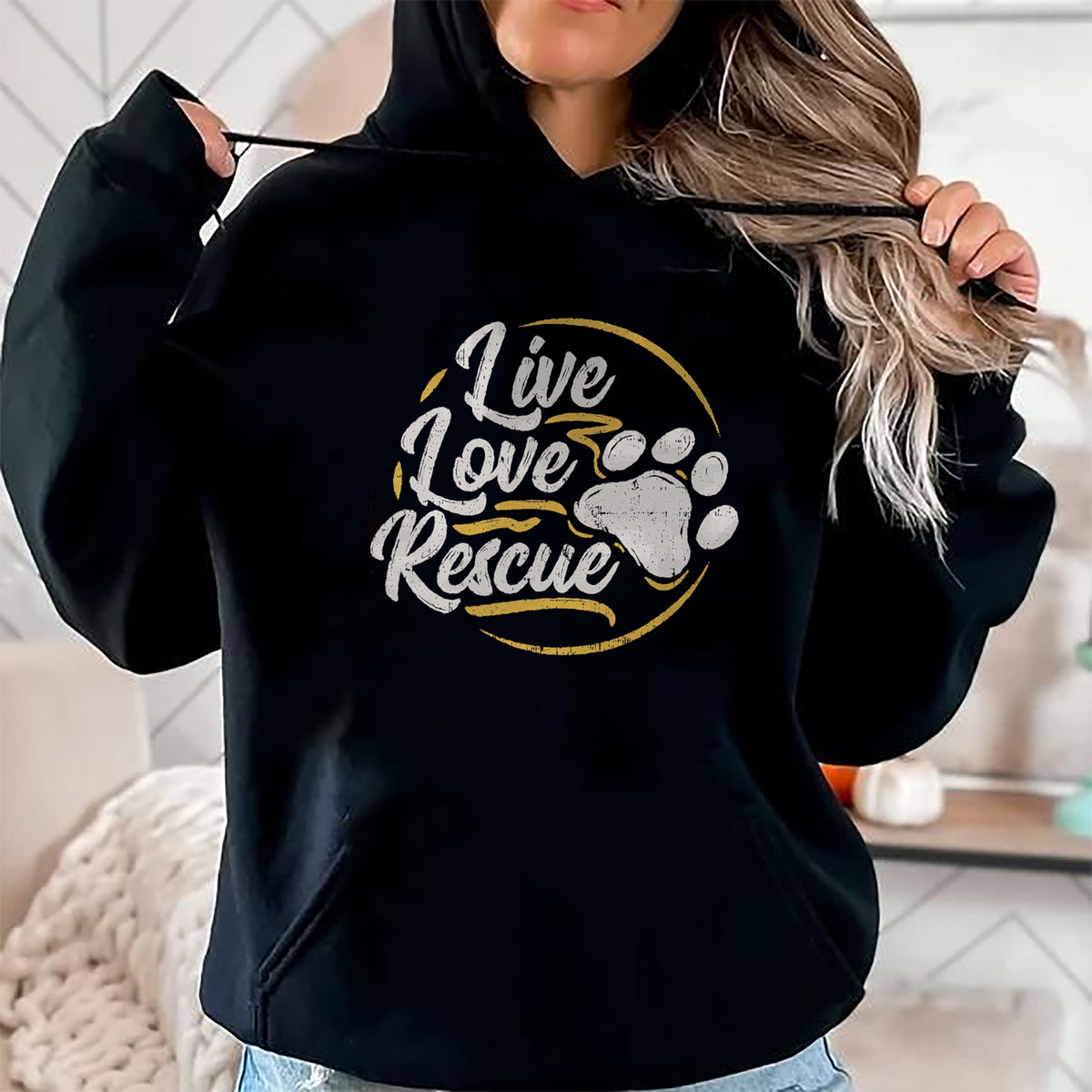 Dog Love Shirt, Dog Lover Gift T-Shirt/Hoodie/Sweatshirt HLT00 - Live Love Rescue - Dog Lover Adopt a Dog Adoption T-Shirt T-Shirt