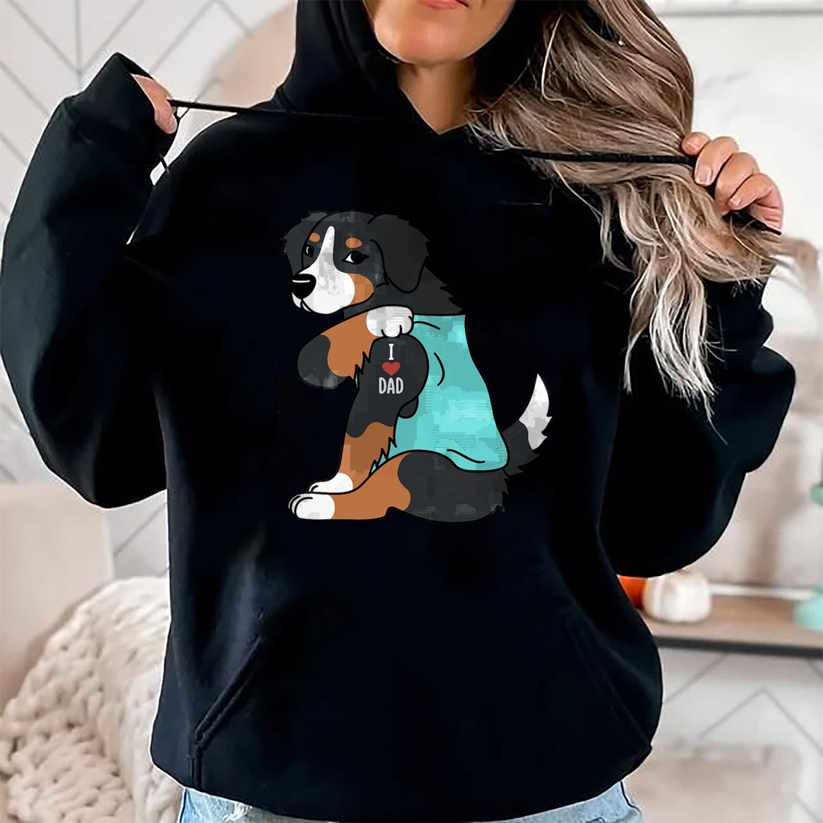 Dog Love Shirt, Dog Lover Gift T-Shirt/Hoodie/Sweatshirt HLT00 - Bernese Mountain Dog I Love Dad Funny Dog T-Shirt