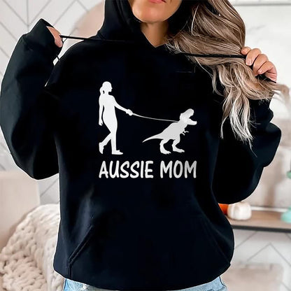 Dog Love Shirt, Dog Lover Gift T-Shirt/Hoodie/Sweatshirt HLT00 - Aussie Mom Australian Shepherd Dog Dinosaur Women Mother T-Shirt