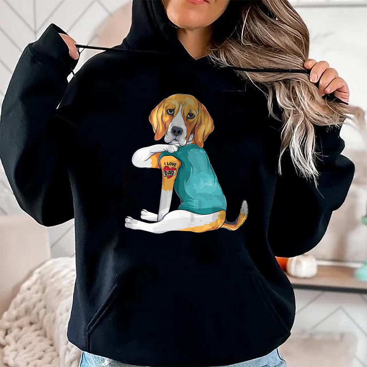 Dog Love Shirt, Dog Lover Gift T-Shirt/Hoodie/Sweatshirt HLT00 - Father_s Day gift funny dog Dad Beagle i love Dad tattoo T-Shirt