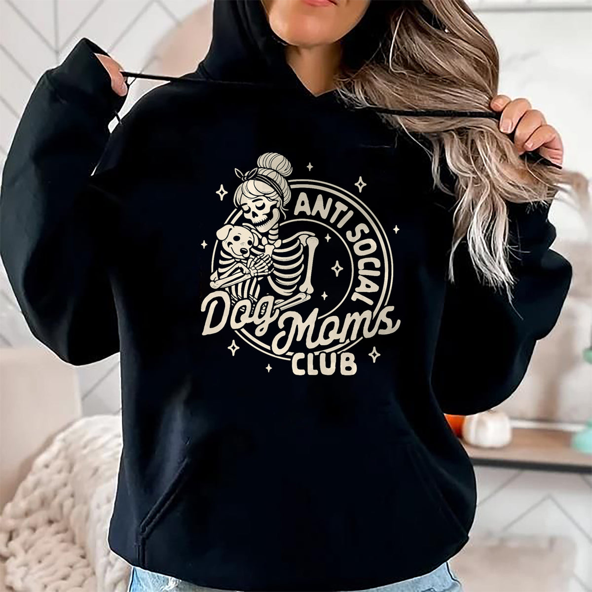 Dog Love Shirt, Dog Lover Gift T-Shirt/Hoodie/Sweatshirt HLT00 - Dog Mom Dog Mama Dog Lady Skeleton Anti Social Dog Moms Club T-Shirt