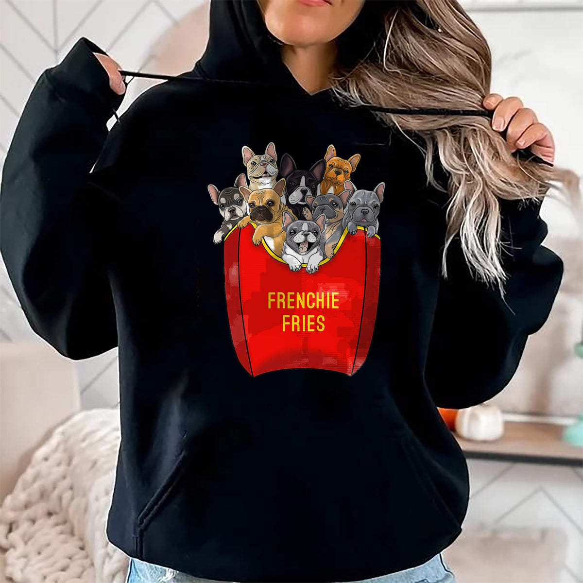 Dog Love Shirt, Dog Lover Gift T-Shirt/Hoodie/Sweatshirt HLT00 - Frenchie Fries Shirt French Bulldog Dog Mom Dog Dad Cute T-Shirt