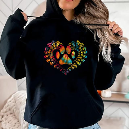 Dog Love Shirt, Dog Lover Gift T-Shirt/Hoodie/Sweatshirt HLT00 - Tie Dye Love Dog Paw Print Heart Animal Lover T-Shirt