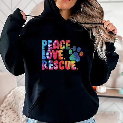 Dog Love Shirt, Dog Lover Gift T-Shirt/Hoodie/Sweatshirt HLT00 - Peace Love Rescue Dog Lover Parent Adopted Tie Dye T-Shirt