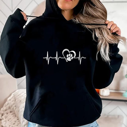 Dog Love Shirt, Dog Lover Gift T-Shirt/Hoodie/Sweatshirt HLT00 - Heartbeat dog paw heart dog love T-Shirt