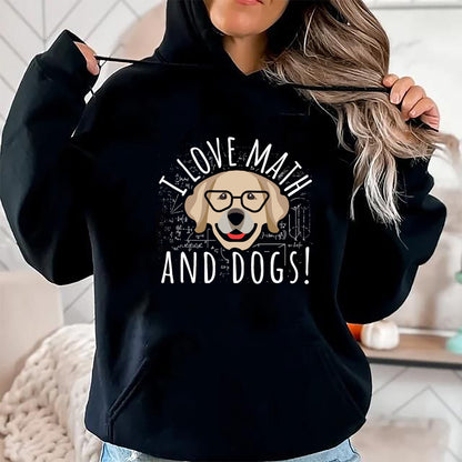 Dog Love Shirt, Dog Lover Gift T-Shirt/Hoodie/Sweatshirt HLT00 - I Love Math And Dogs Algebra Brown Dog Teacher Student Gift T-Shirt
