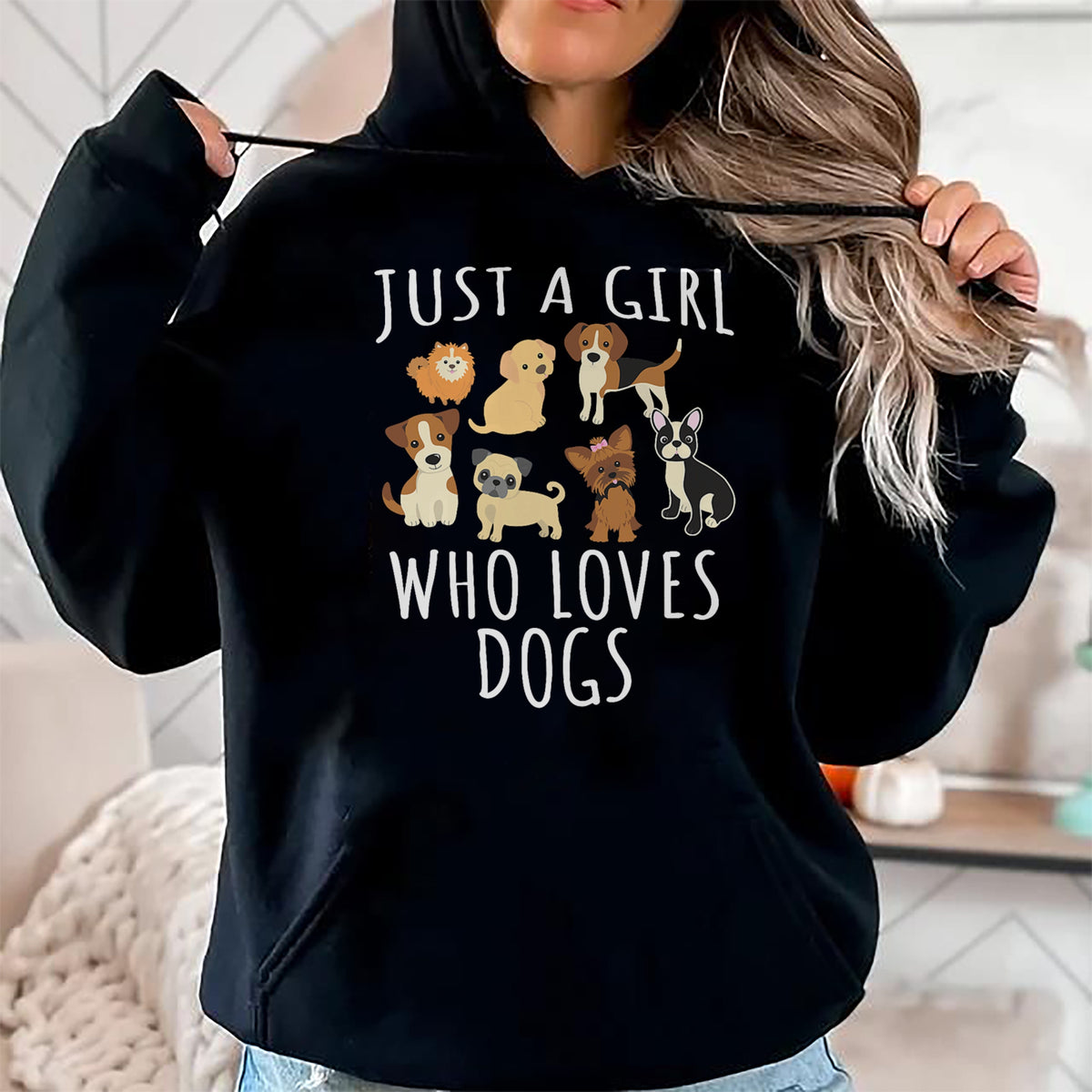 Dog Love Shirt, Dog Lover Gift T-Shirt/Hoodie/Sweatshirt HLT00 - Just a girl who loves Dogs - Funny Puppy T-Shirt