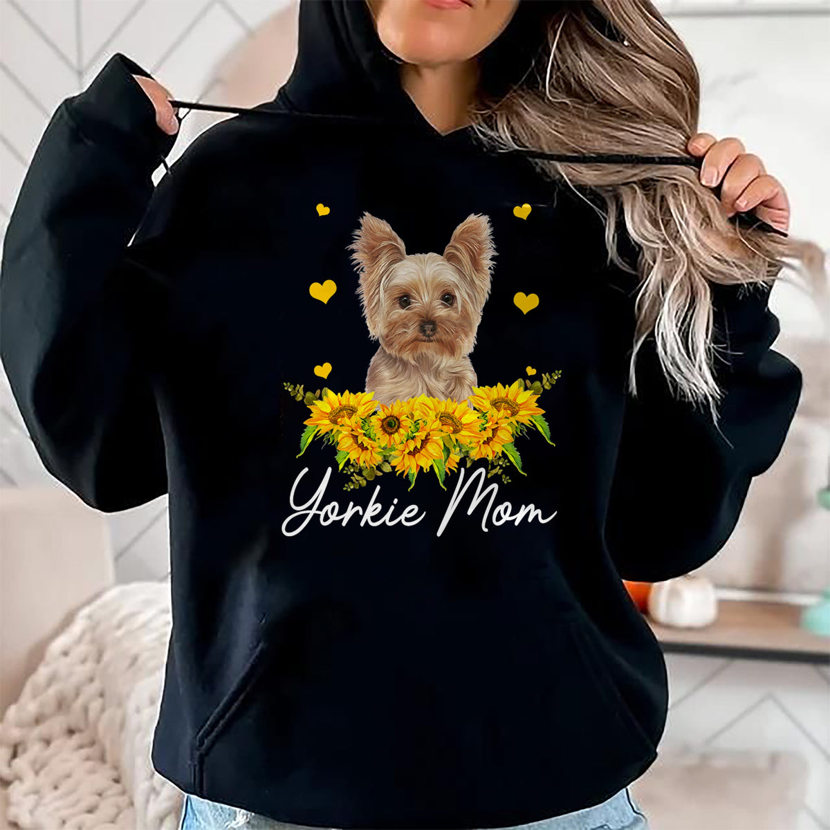 Dog Love Shirt, Dog Lover Gift T-Shirt/Hoodie/Sweatshirt HLT00 - Womens Sunflower Yorkie Mom Dog Lover T-Shirt