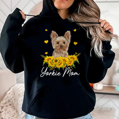 Dog Love Shirt, Dog Lover Gift T-Shirt/Hoodie/Sweatshirt HLT00 - Womens Sunflower Yorkie Mom Dog Lover T-Shirt